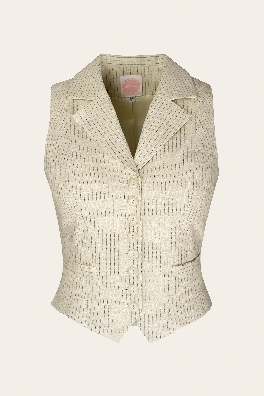 Emmy Design The Watchmakers Waistcoat Ivory pinstripe
